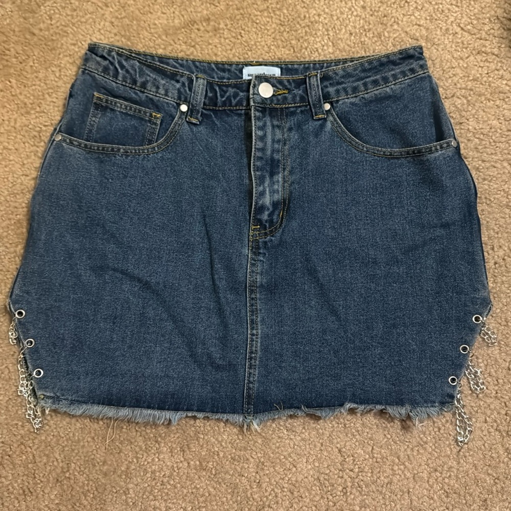 Superdown jean skirt with chains